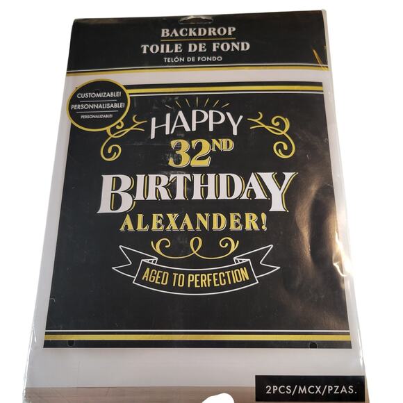 Happy Birthday Backdrop Aged to Perfection Customizable Banner Black and Gold - Picture 8 of 9